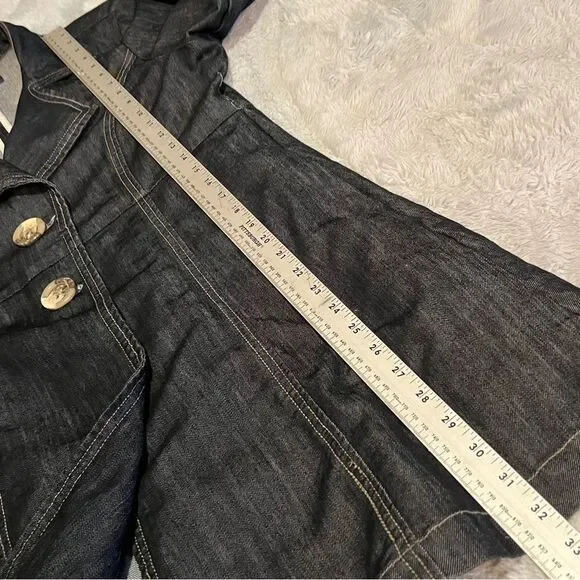 Baccini Spring 3/4 Sleeve Tunic Length Jean Jacket Dark Wash Light Women's L - Picture 8 of 14